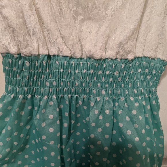 NWOT lace with teal and cute white polka dots - Picture 3 of 4